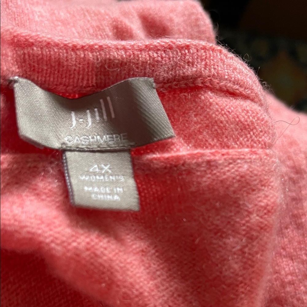 J. Jill Coral Pink Cashmere Open Cardigan